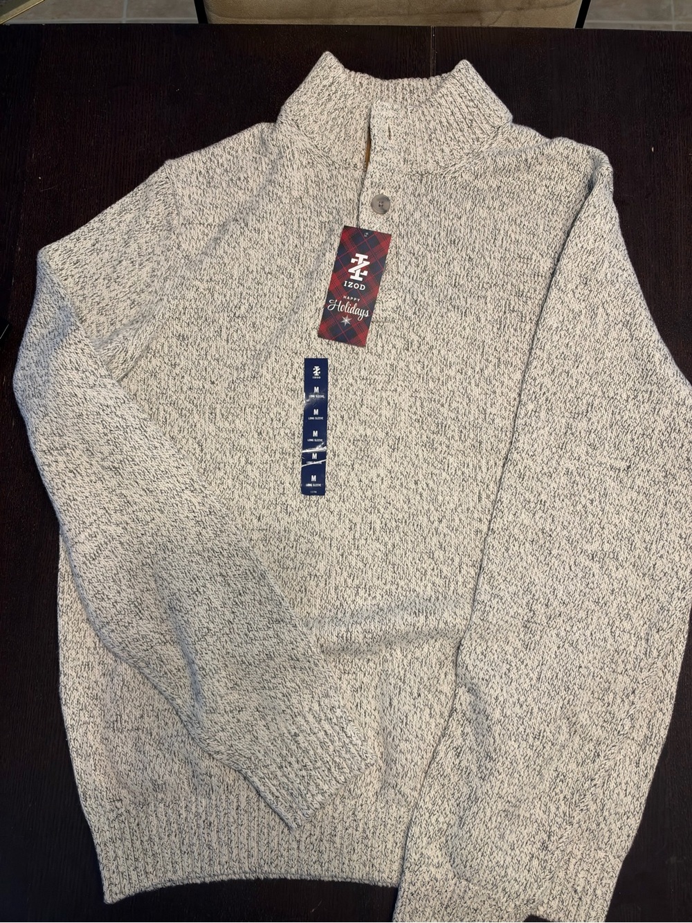 NWT IZOD Men’s Marled Quarter Button Sweater Size Medium